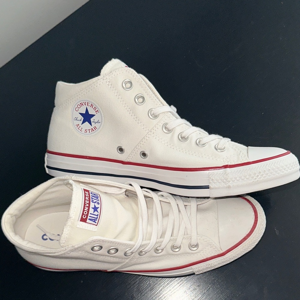 Converse White and Red High-Top Sneakers - Picture 4 of 5